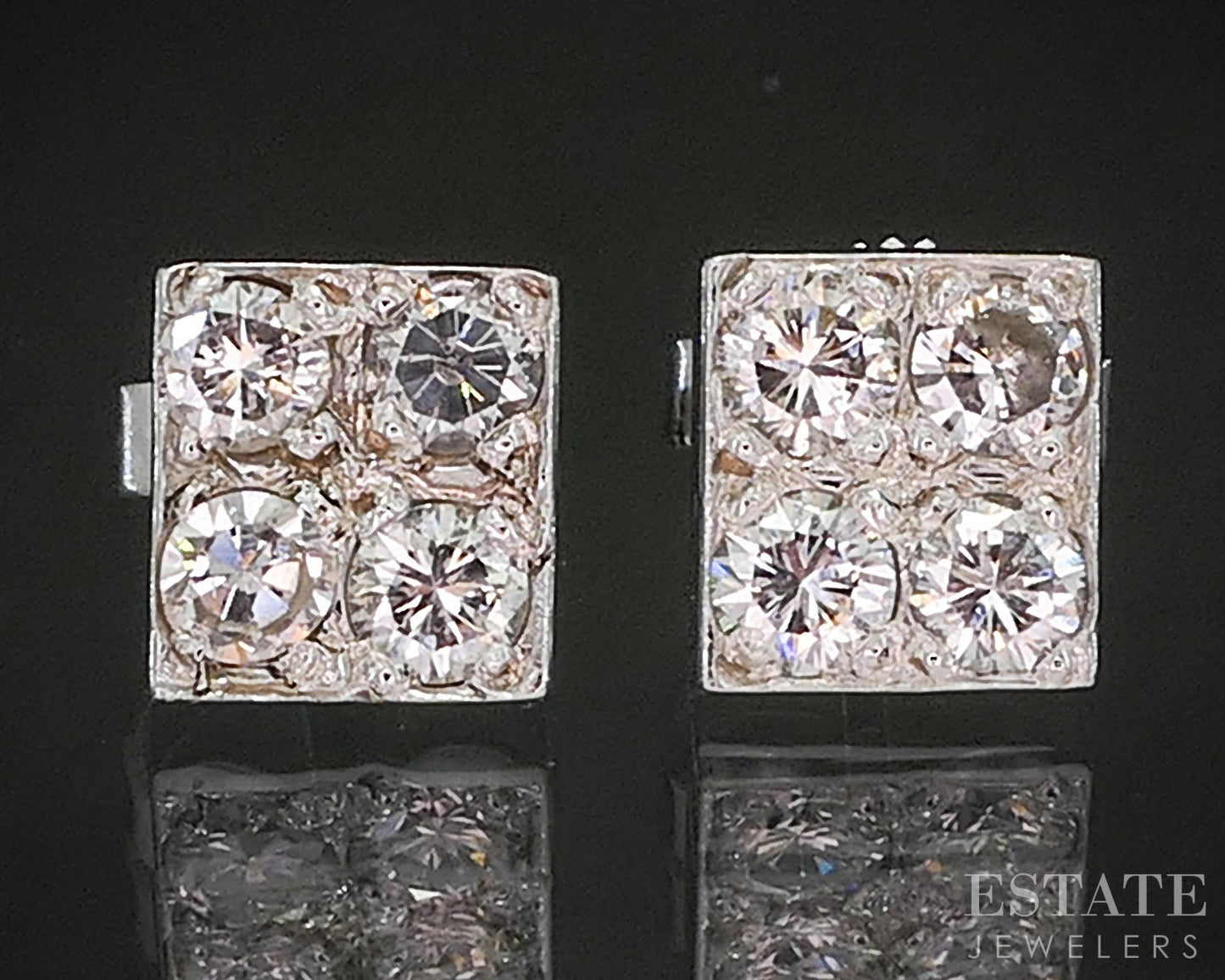 Vintage 14k White Gold Natural .40ctw Diamond Cluster Stud Earrings 1.9g p15381