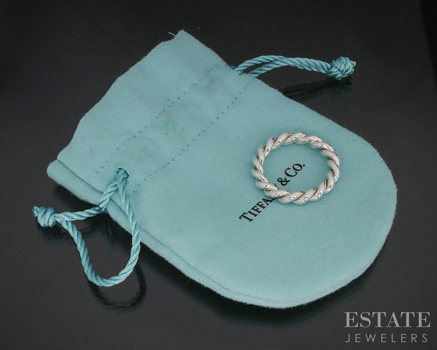 Sterling Silver Tiffany & Co. Ladies Twisted Band Ring 6.4g p15406