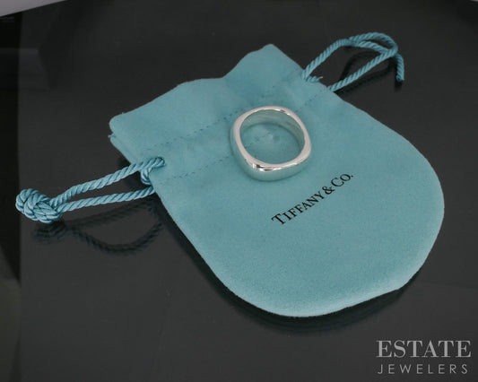 Sterling Silver Tiffany & Co. 7.6mm Square Cushion Band Ring 13.4g p15407