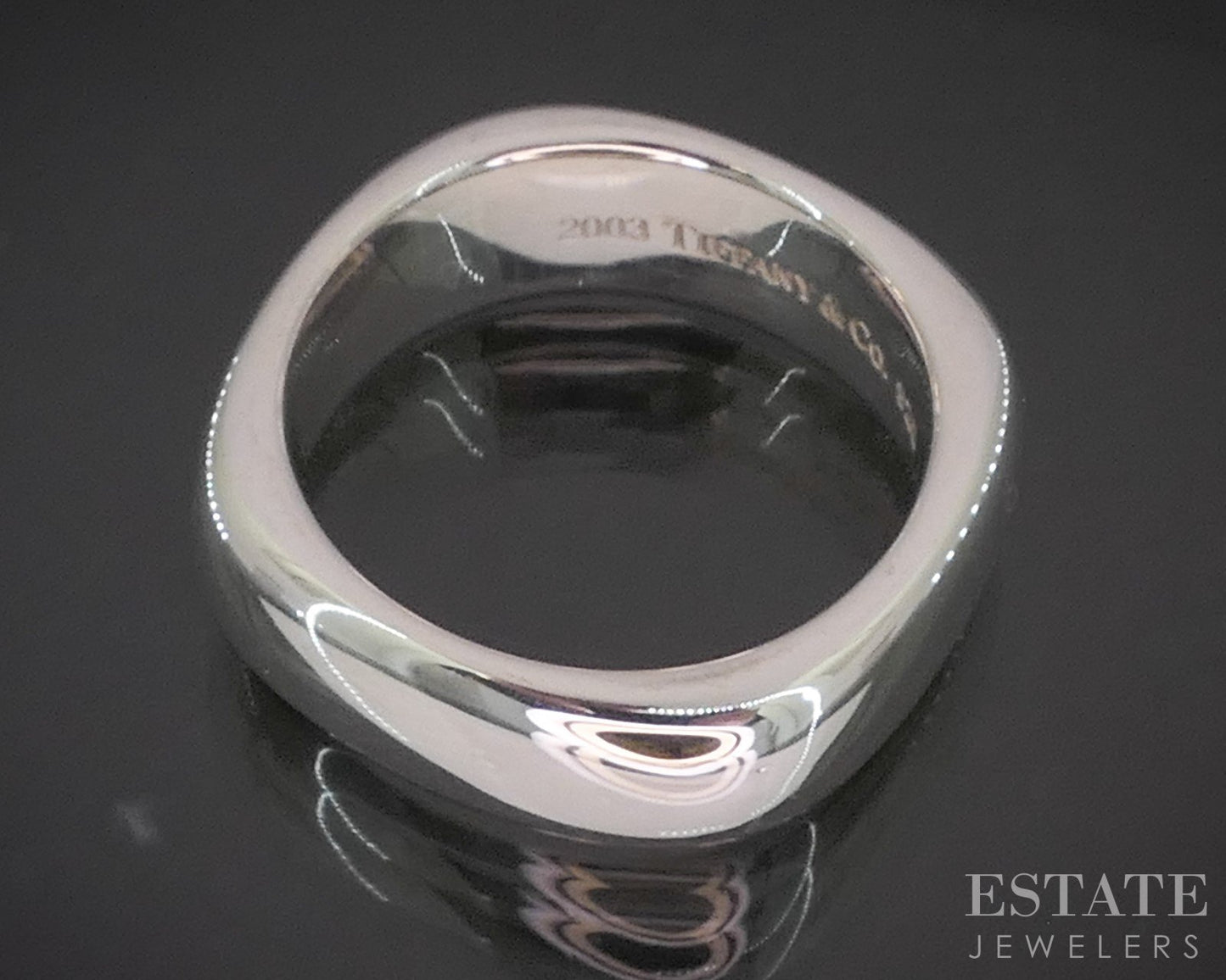 Sterling Silver Tiffany & Co. 7.6mm Square Cushion Band Ring 13.4g p15407