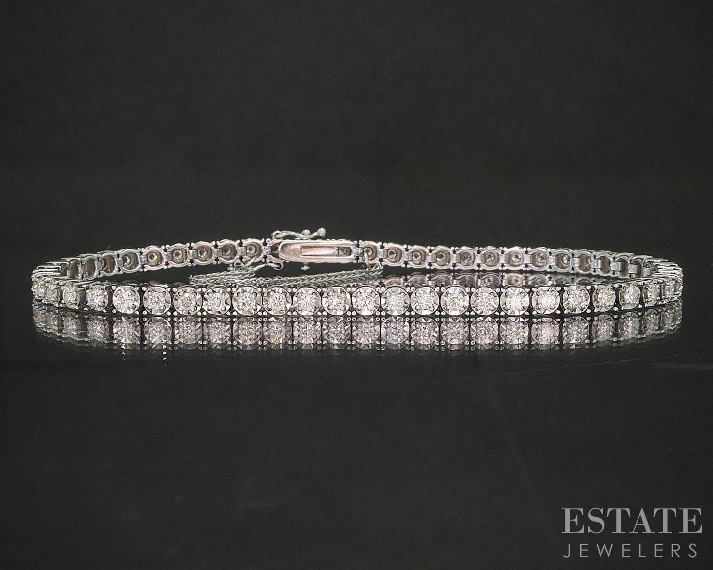14k White Gold Natural 1.68ctw Diamond Ladies Tennis Bracelet 13.8g 8"L p15433