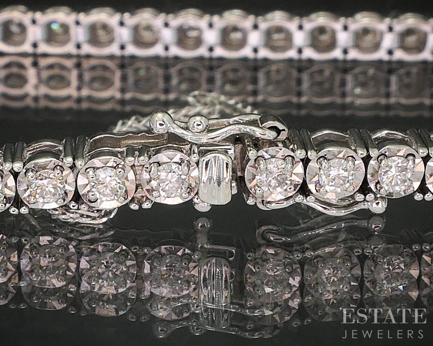 14k White Gold Natural 1.68ctw Diamond Ladies Tennis Bracelet 13.8g 8"L p15433