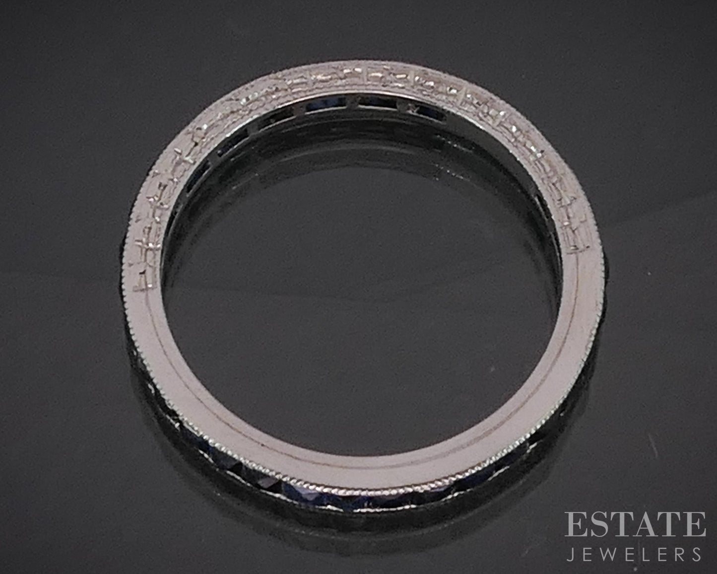 Vintage Platinum French Cut Blue Sapphire Ladies Eternity Band 1.9g p15437