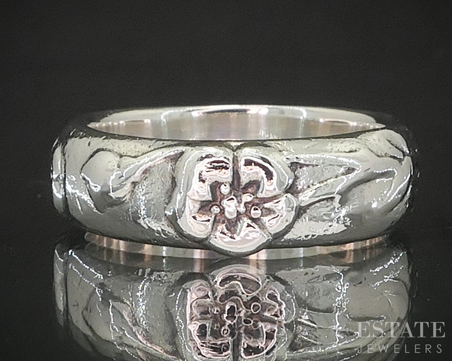 Sterling Silver Tiffany & Co. Nature Rose 6mm Band Ring 5.3g p15436