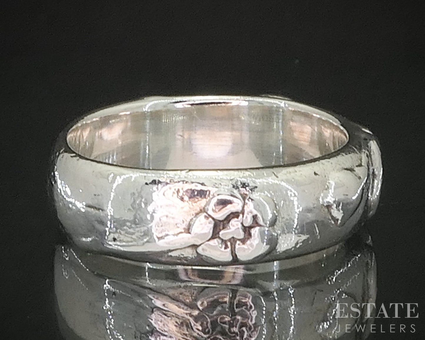 Sterling Silver Tiffany & Co. Nature Rose 6mm Band Ring 5.3g p15436