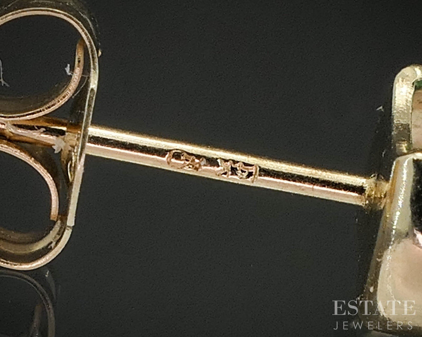 14k Yellow Gold Round 5mm Natural Emerald Half Bezel Stud Earrings 1.0g p15435