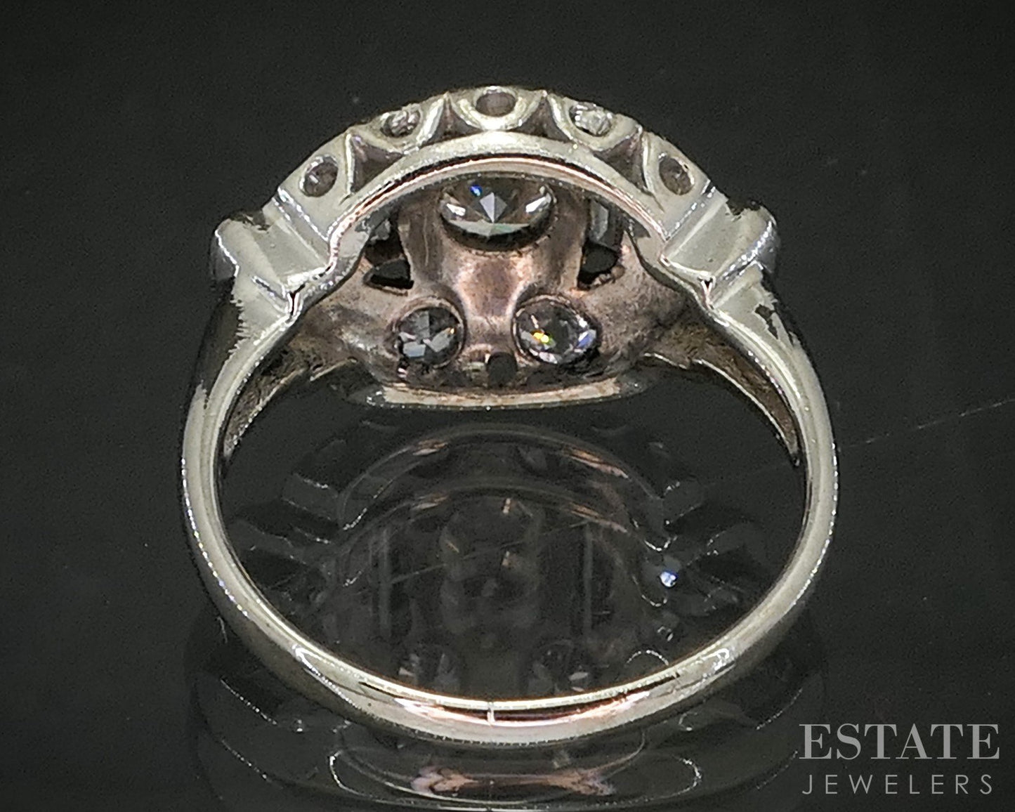 Antique 14k White Gold Natural .92ctw Diamond Engagement Ring 2.9g p15434