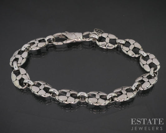 Sterling Silver John Hardy Kali Pebble Link Chain Bracelet 19.5g 7.5"L p15429