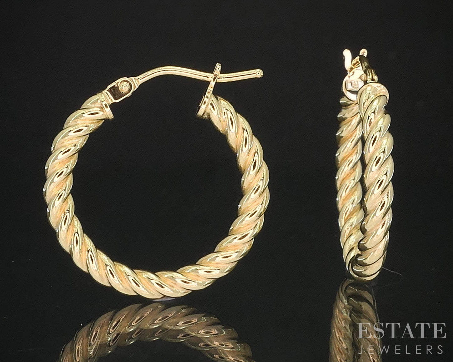 14k Yellow Gold Twisted Hoop Ladies Earrings 1.6g p83808