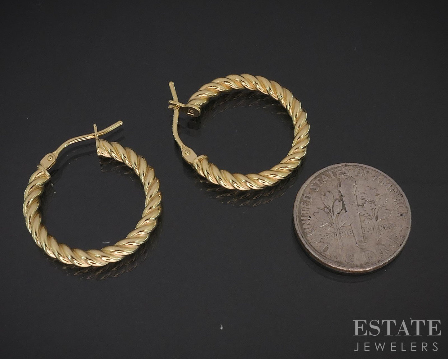 14k Yellow Gold Twisted Hoop Ladies Earrings 1.6g p83808