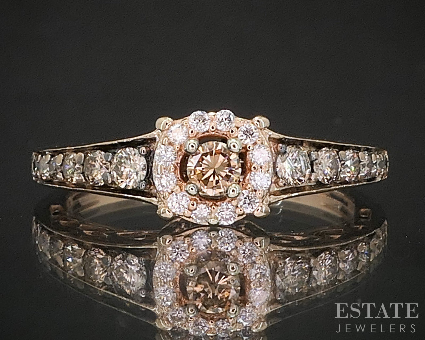 14k Strawberry Gold LeVian Natural .47ctw Diamond Engagement Ring 2.8g p15425