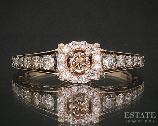 14k Strawberry Gold LeVian Natural .47ctw Diamond Engagement Ring 2.8g p15425