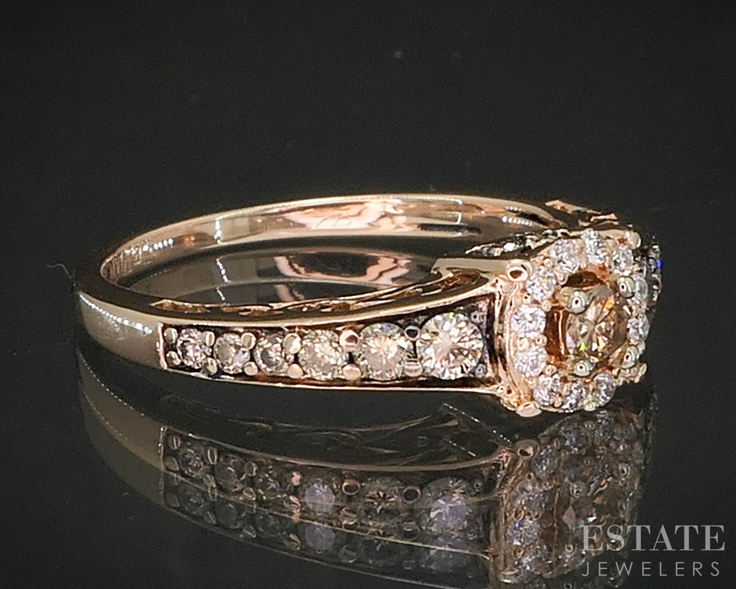 14k Strawberry Gold LeVian Natural .47ctw Diamond Engagement Ring 2.8g p15425