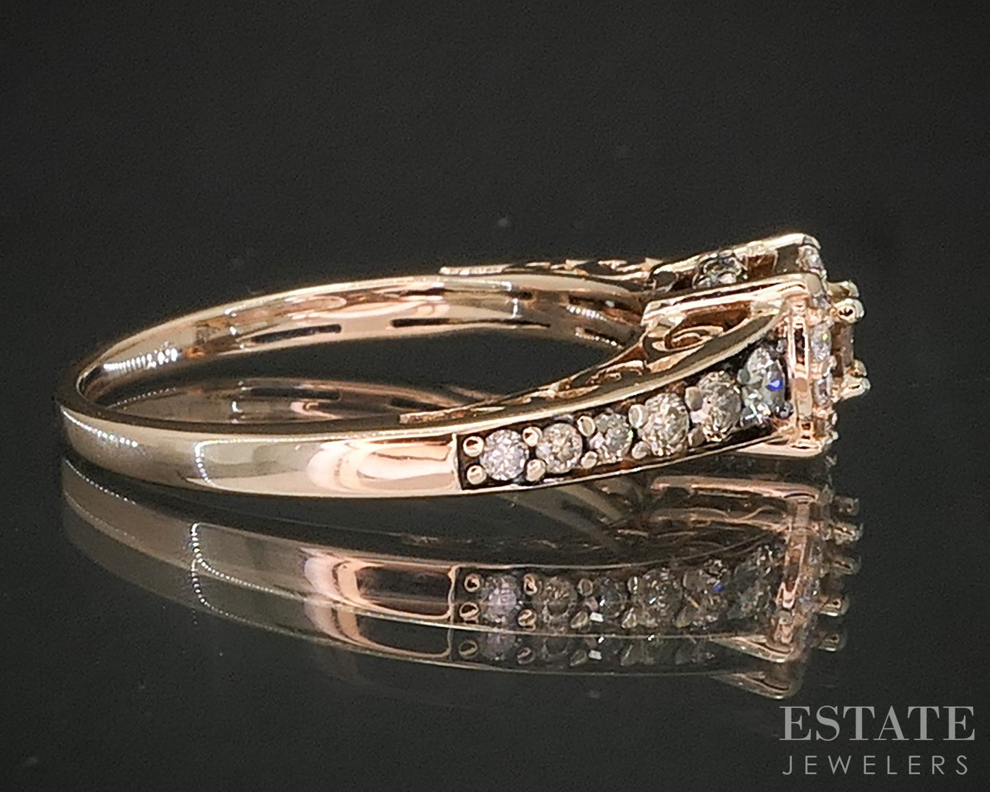 14k Strawberry Gold LeVian Natural .47ctw Diamond Engagement Ring 2.8g p15425