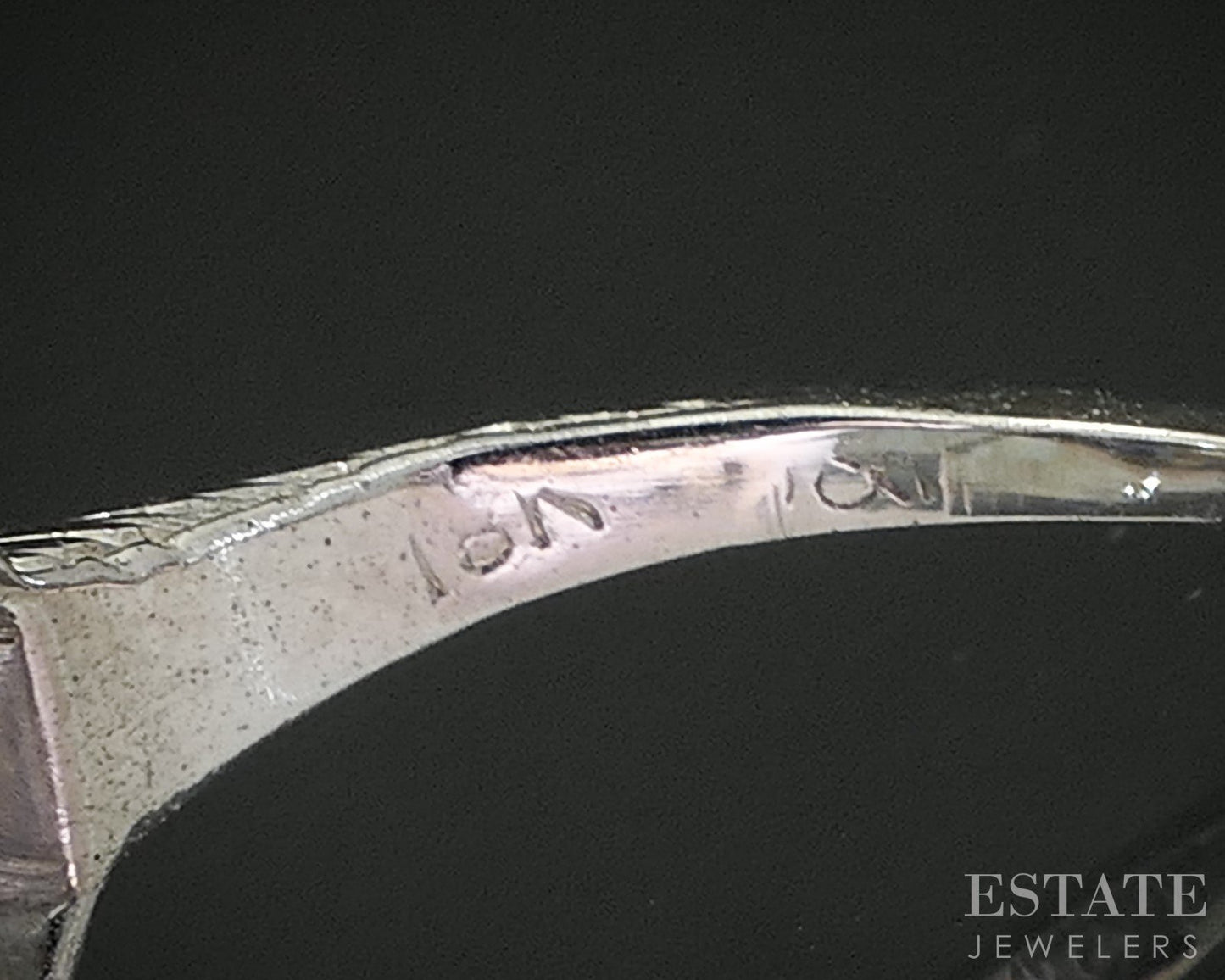 Antique 18k White Gold OEC Natural .60ct Diamond Sapphire Filigree Ring p92551