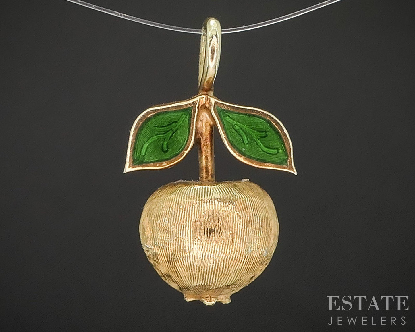 Vintage 14k Yellow Gold Dimensional Enameled Apple Charm 3.7g p92583