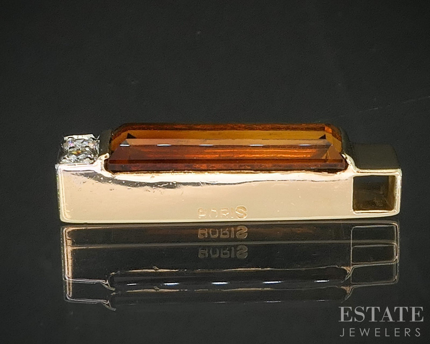 18k Yellow Gold Natural Citrine & Diamond Ladies Pendant 3.4g p92579