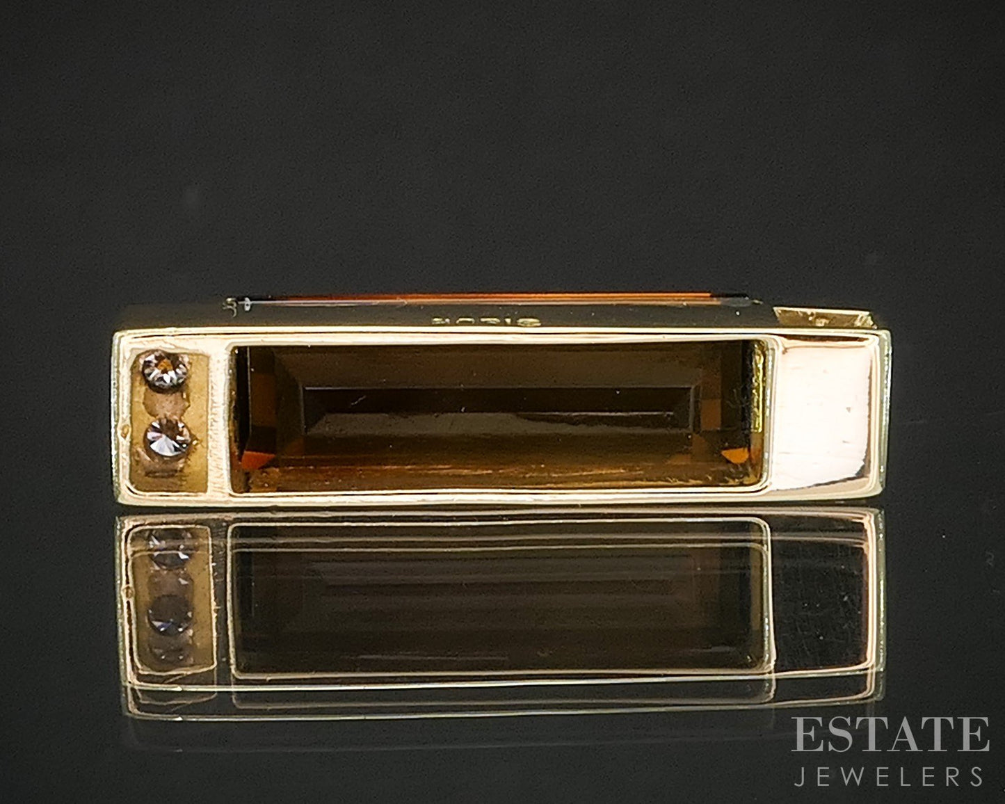 18k Yellow Gold Natural Citrine & Diamond Ladies Pendant 3.4g p92579