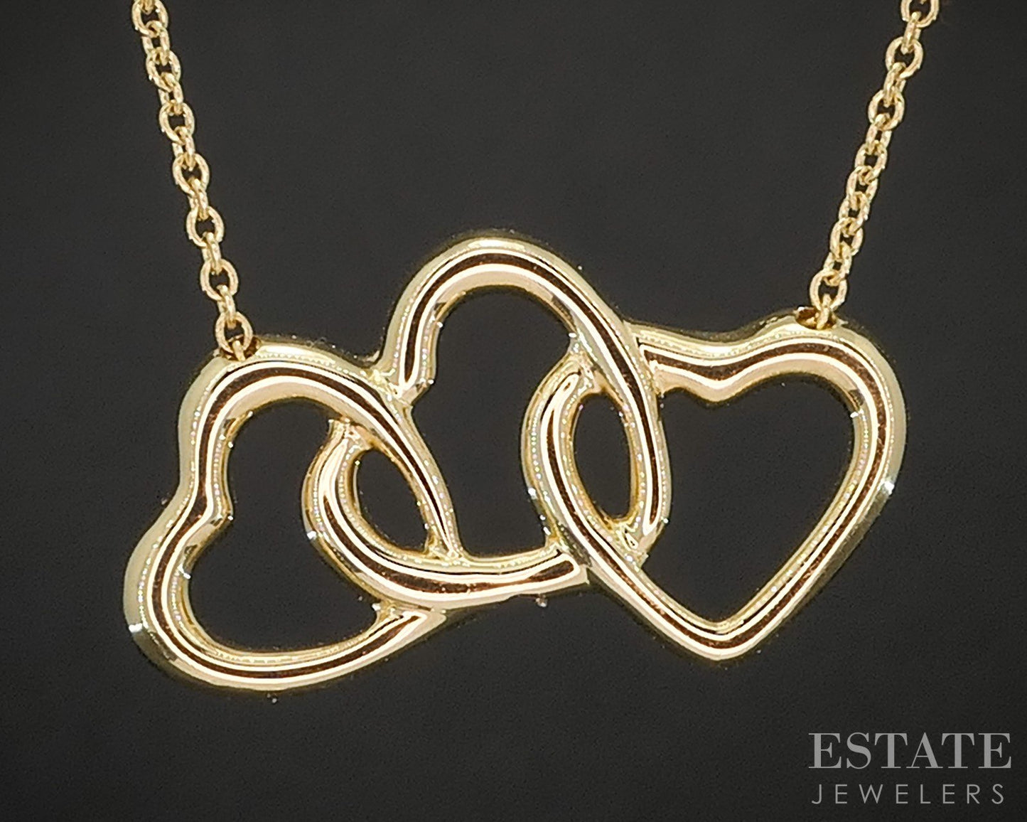 18k Yellow Gold Tiffany & Co. Entangled Heart Classic Necklace 4.9g 16"L p92582
