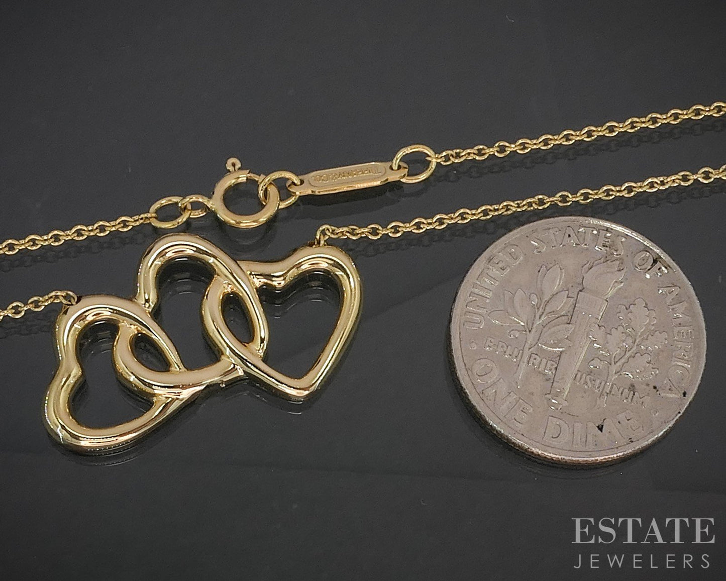 18k Yellow Gold Tiffany & Co. Entangled Heart Classic Necklace 4.9g 16"L p92582