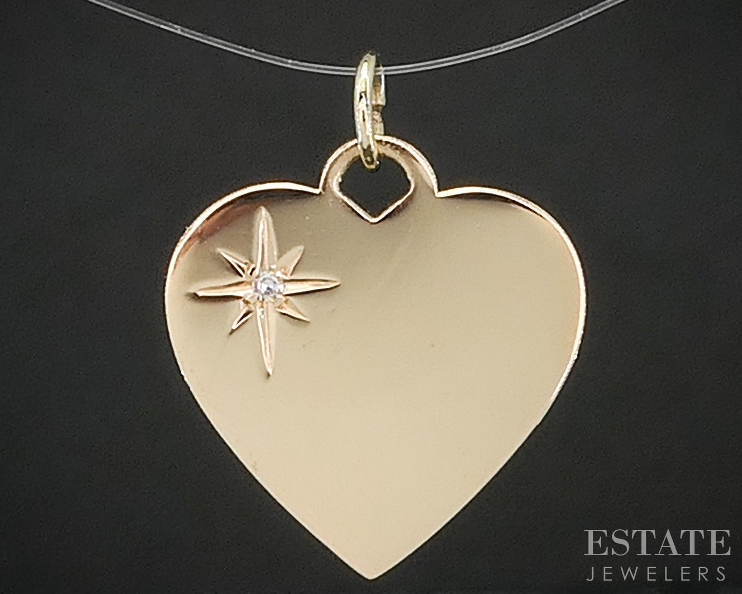 Vintage 14k Yellow Gold Natural Diamond Heart Charm Pendant 2.5g p15541