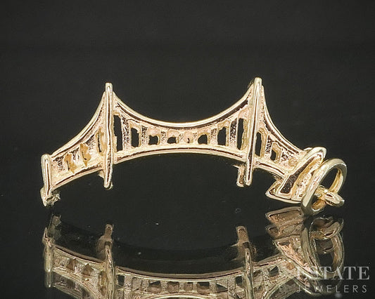 14k Yellow Gold Dimensional Golden Gate Bridge Charm Pendant 1.5g p15542
