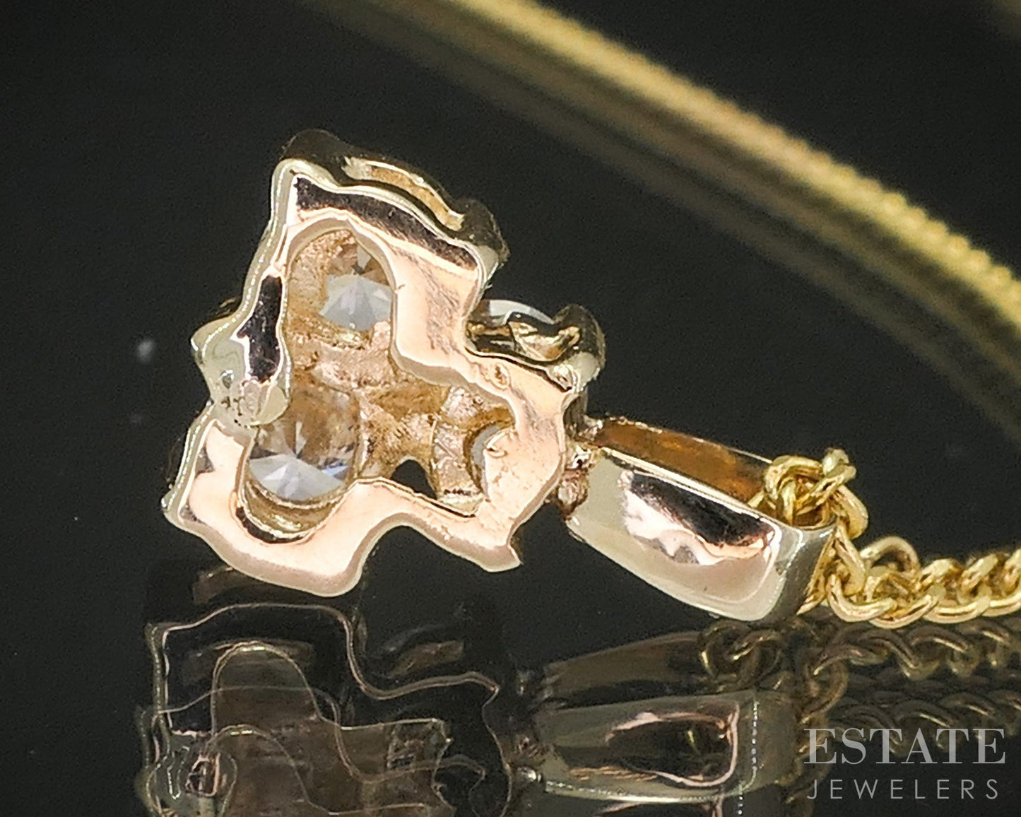 14k Yellow Gold Natural .33ctw Diamond Cluster Trio Necklace 2.3g 18"L p15555