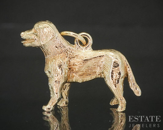 10k Yellow Gold Dimensional Labrador Dog Charm Pendant 3.5g p15554