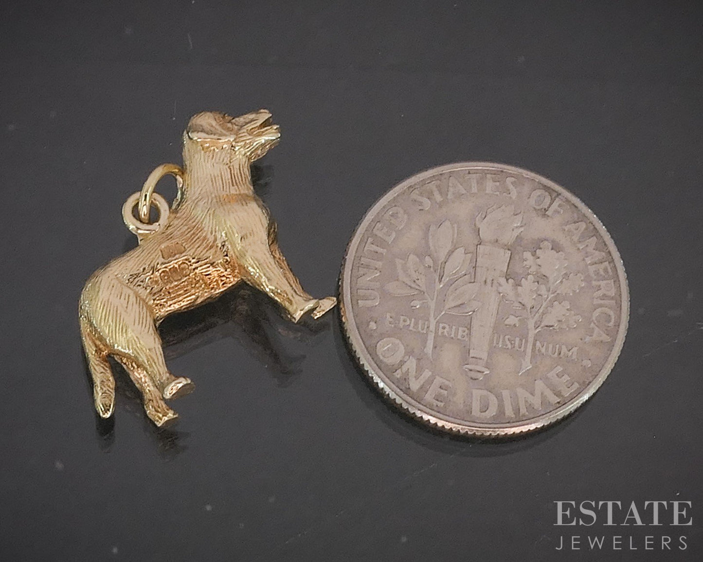 10k Yellow Gold Dimensional Labrador Dog Charm Pendant 3.5g p15554