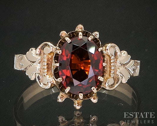 Antique 8k Rose Gold Oval Natural Spessarite Garnet Ladies Ring 1.8g p15545