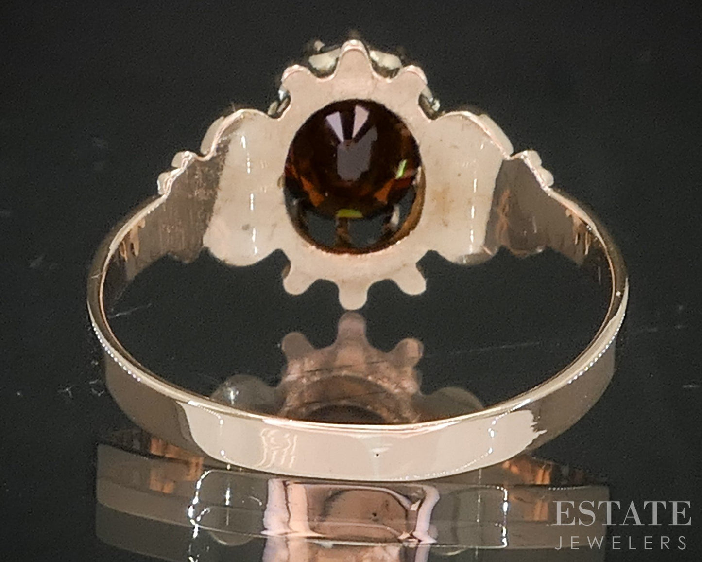 Antique 8k Rose Gold Oval Natural Spessarite Garnet Ladies Ring 1.8g p15545