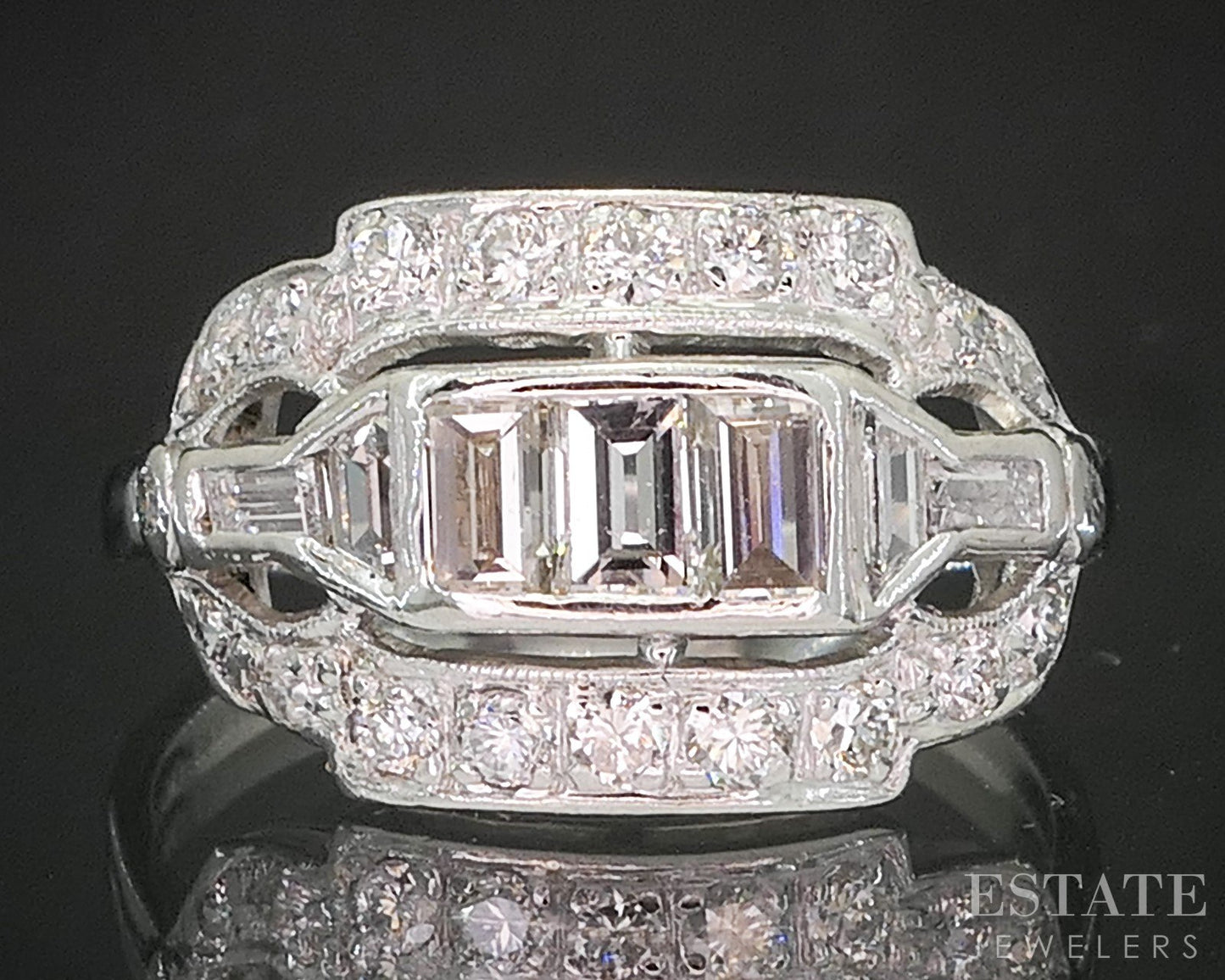 Vintage Platinum Natural .60ctw Diamond Ladies Band Ring 3.4g p15553