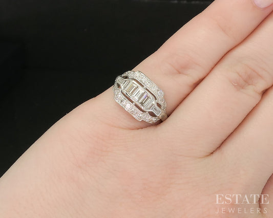 Vintage Platinum Natural .60ctw Diamond Ladies Band Ring 3.4g p15553