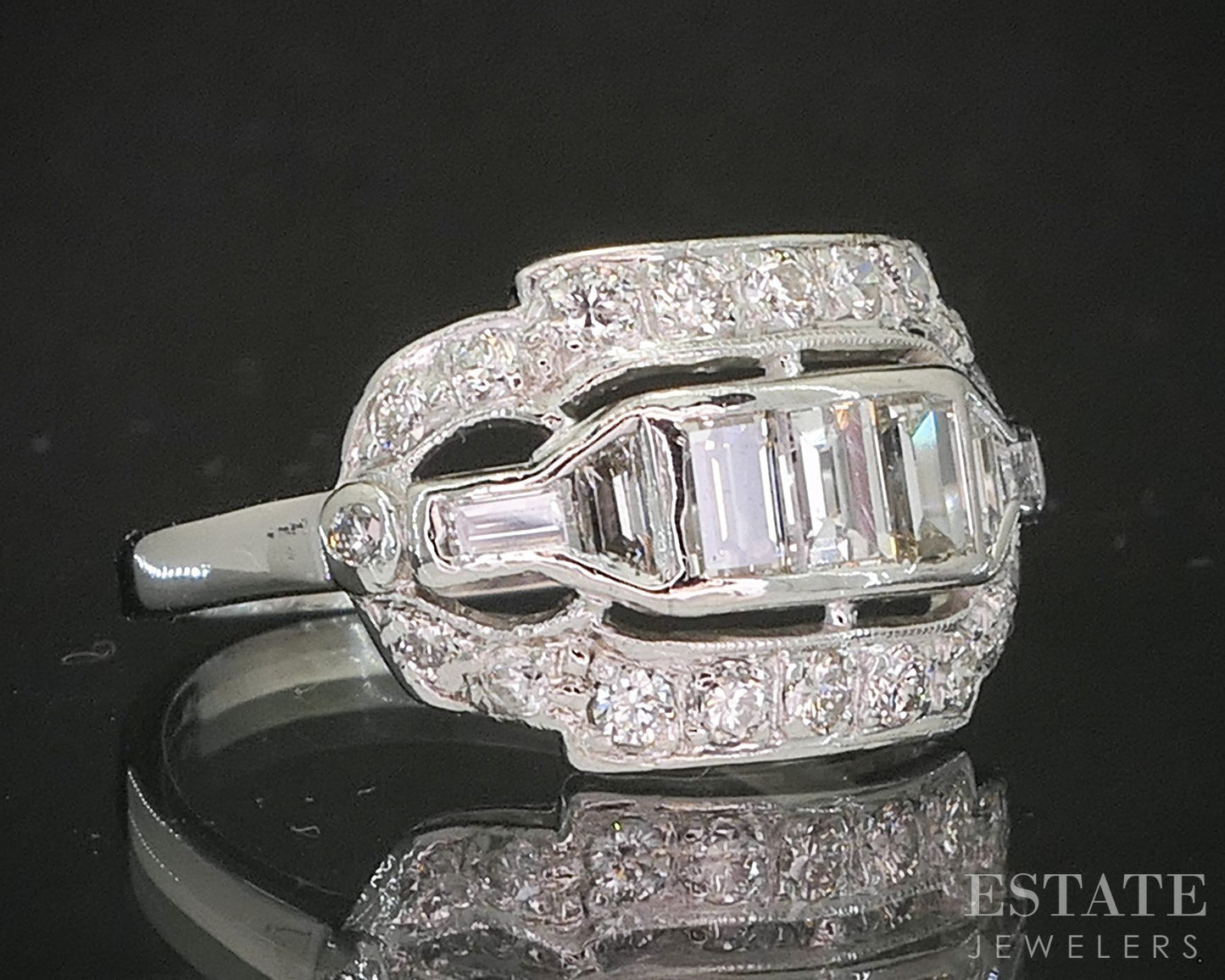 Vintage Platinum Natural .60ctw Diamond Ladies Band Ring 3.4g p15553