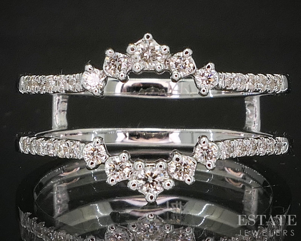 14k White Gold Natural .24ctw Diamond Ladies Wedding Jacket 3.2g p15993