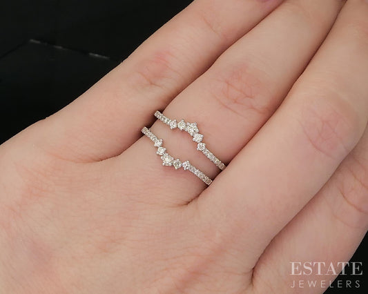 14k White Gold Natural .24ctw Diamond Ladies Wedding Jacket 3.2g p15993