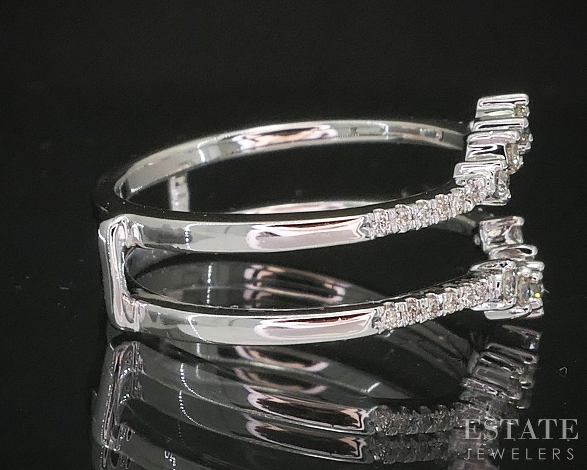 14k White Gold Natural .24ctw Diamond Ladies Wedding Jacket 3.2g p15993