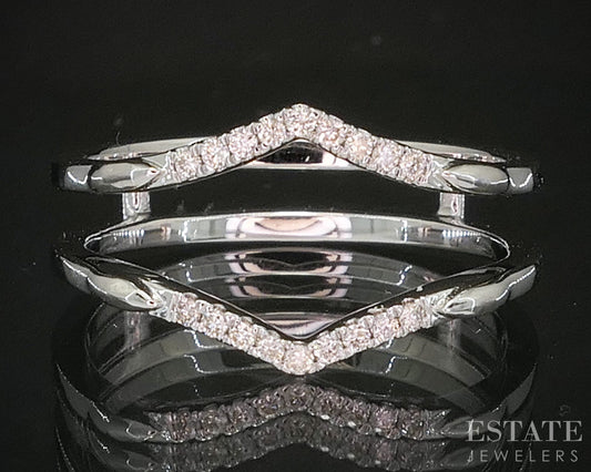 14k White Gold Natural .09ctw Diamond Ladies Wedding Jacket 2.8g p16006