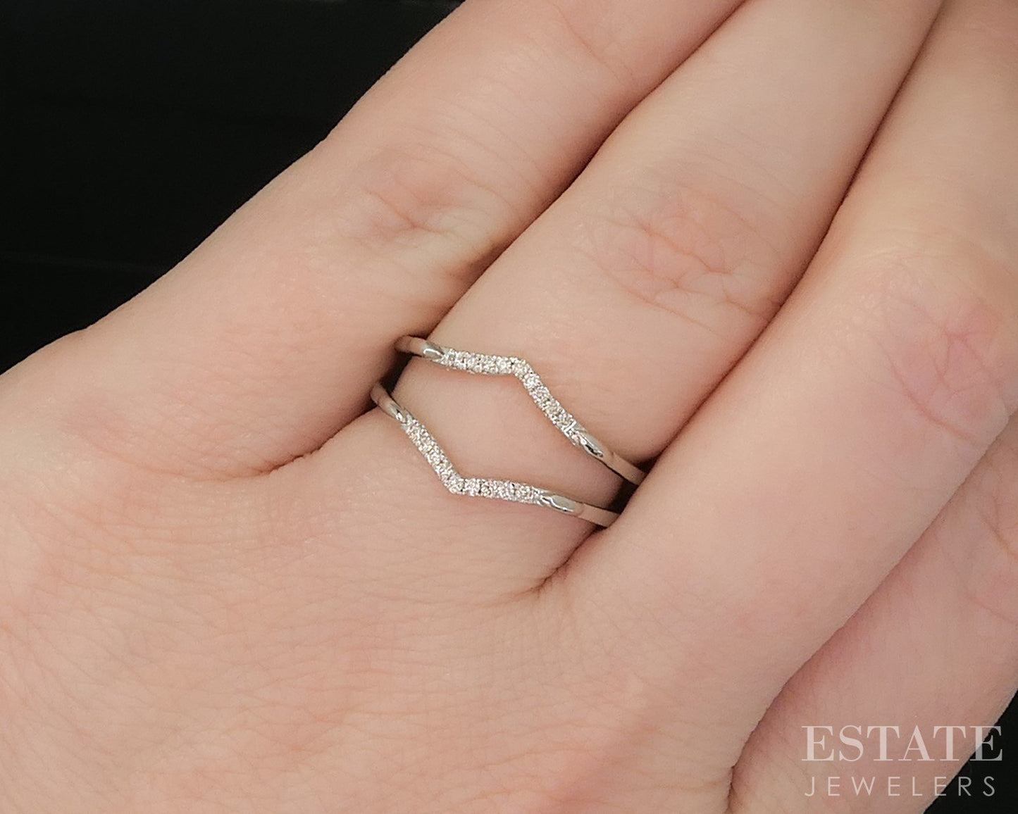 14k White Gold Natural .09ctw Diamond Ladies Wedding Jacket 2.8g p16006