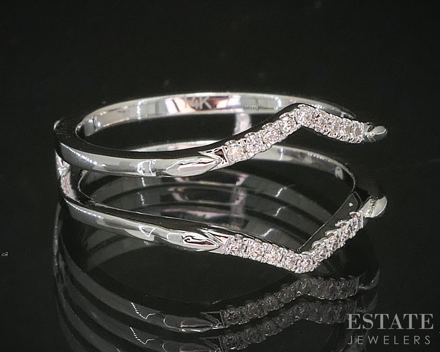 14k White Gold Natural .09ctw Diamond Ladies Wedding Jacket 2.8g p16006