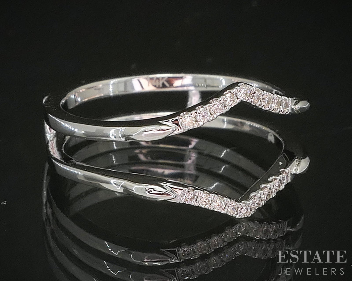 14k White Gold Natural .09ctw Diamond Ladies Wedding Jacket 2.8g p16006