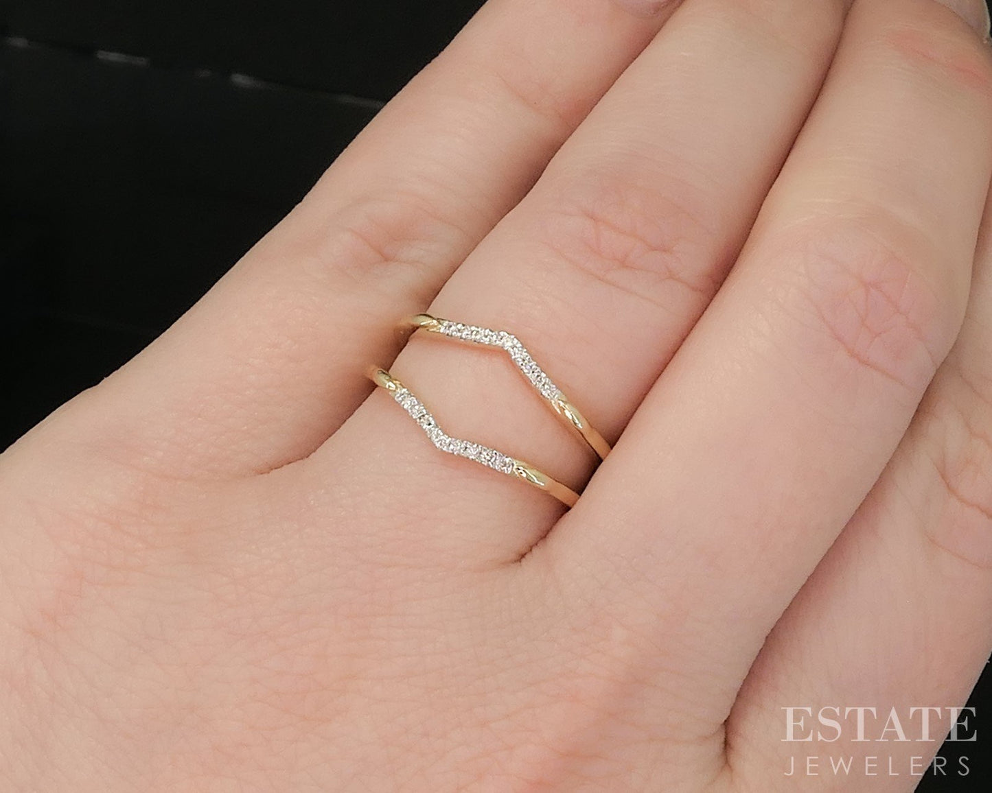 14k Yellow Gold Natural .09ctw Diamond Ladies Wedding Jacket 2.9g p16007