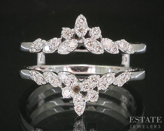 14k White Gold Natural .31ctw Diamond Ladies Wedding Jacket 3.7g p16008