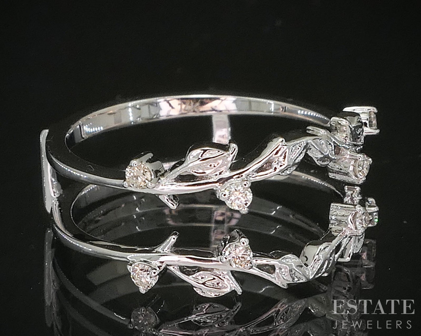 14k White Gold Natural .12ctw Diamond Leaf Vine Ladies Wedding Jacket 3g p16010