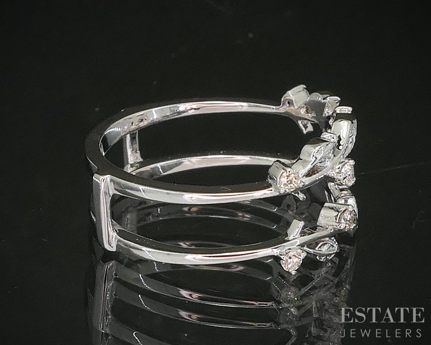 14k White Gold Natural .12ctw Diamond Leaf Vine Ladies Wedding Jacket 3g p16010