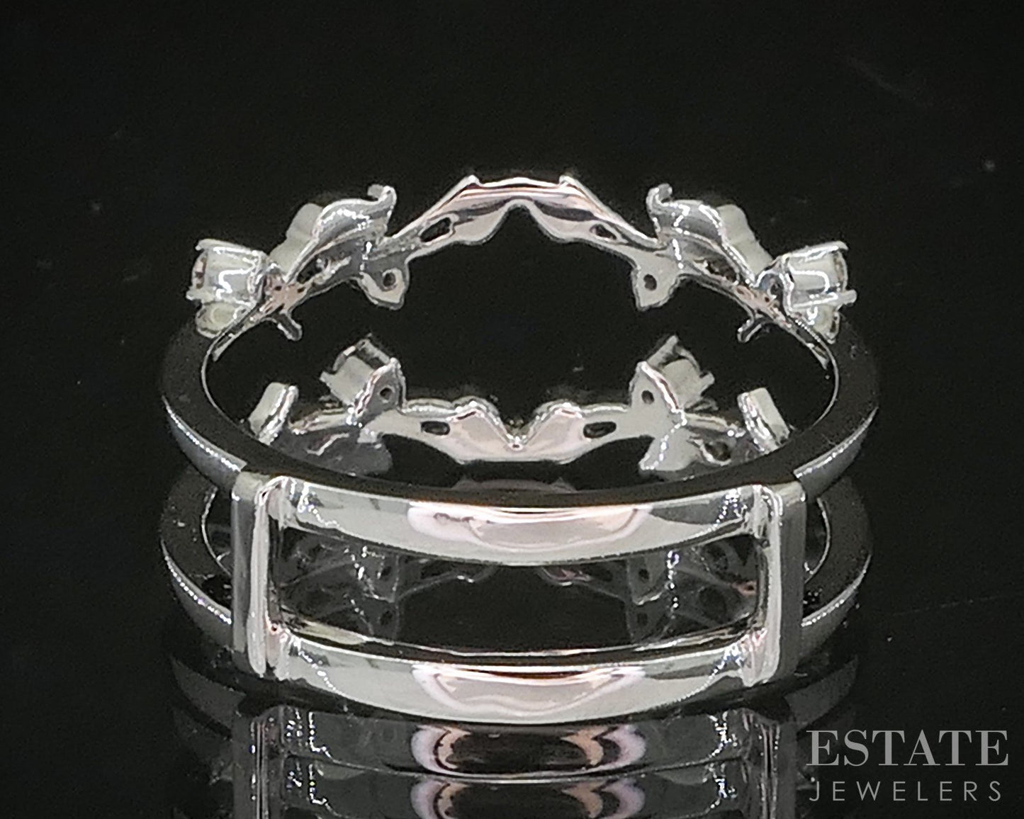 14k White Gold Natural .12ctw Diamond Leaf Vine Ladies Wedding Jacket 3g p16010