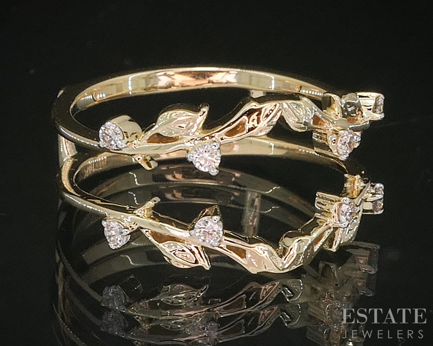 14k Yellow Gold Natural .12ctw Diamond Leaf Vine Ladies Wedding Jacket 3g p16011