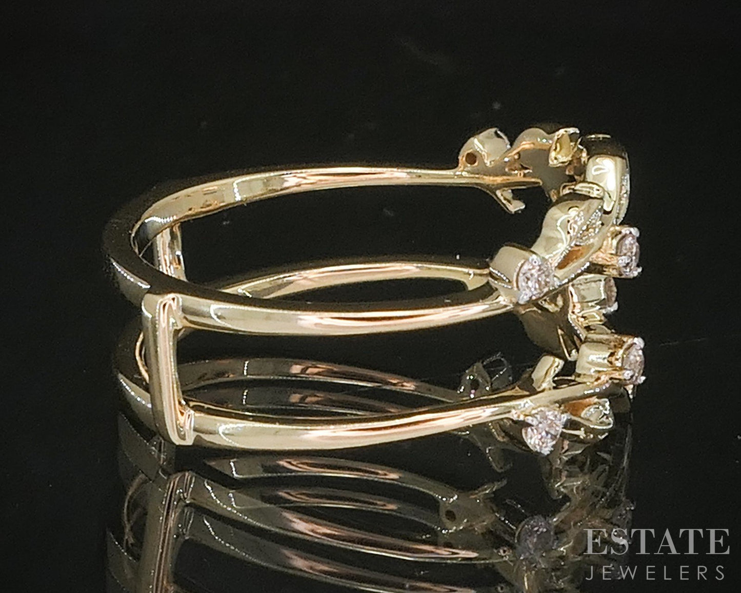 14k Yellow Gold Natural .12ctw Diamond Leaf Vine Ladies Wedding Jacket 3g p16011