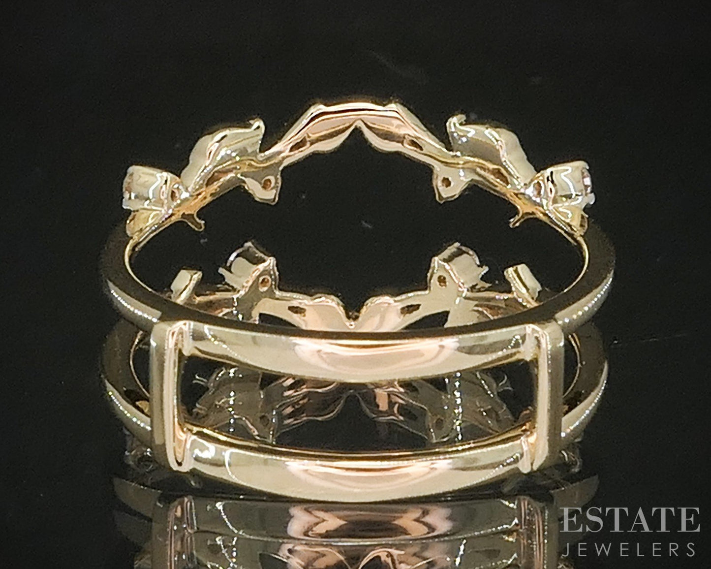 14k Yellow Gold Natural .12ctw Diamond Leaf Vine Ladies Wedding Jacket 3g p16011