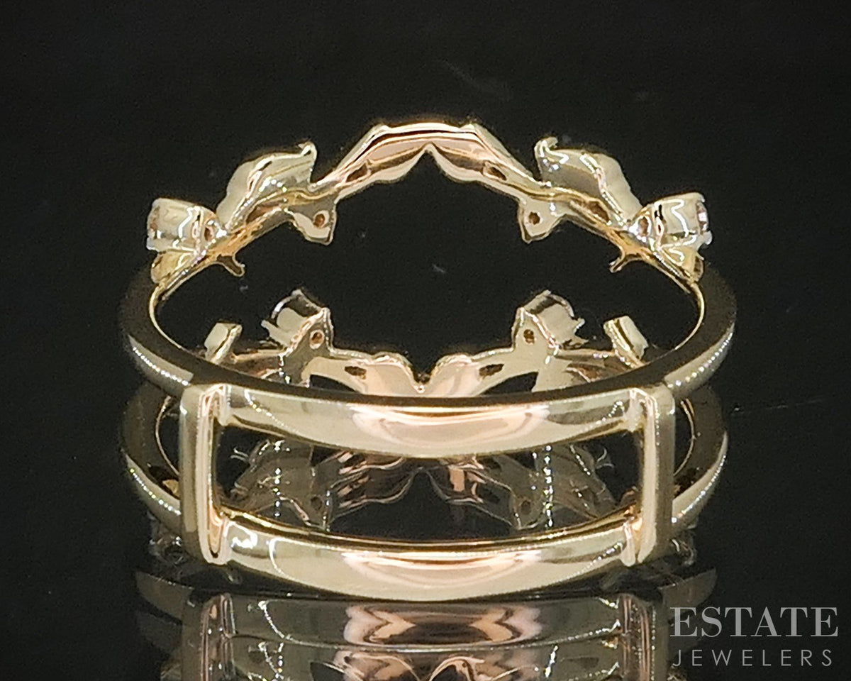 14k Yellow Gold Natural .12ctw Diamond Leaf Vine Ladies Wedding Jacket 3g p16011